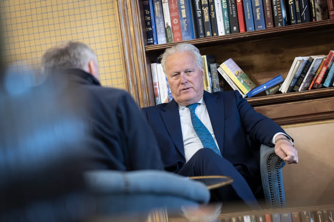 Lord Marland was in the island for the day, during which time he met local business representatives and visited the local headquarters of Specsavers.