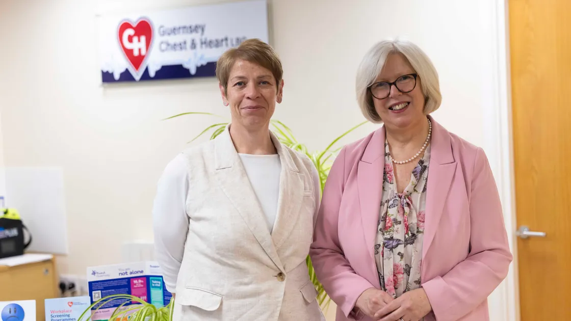 Public Health Services and Guernsey Chest and Heart have set up the opportunity for islanders to check risk factors for cardiovascular disease at free pop-up clinics. Pictured are Chest and Heart centre manager Caroline Ogier and director of Public Health Dr Nicola Brink.