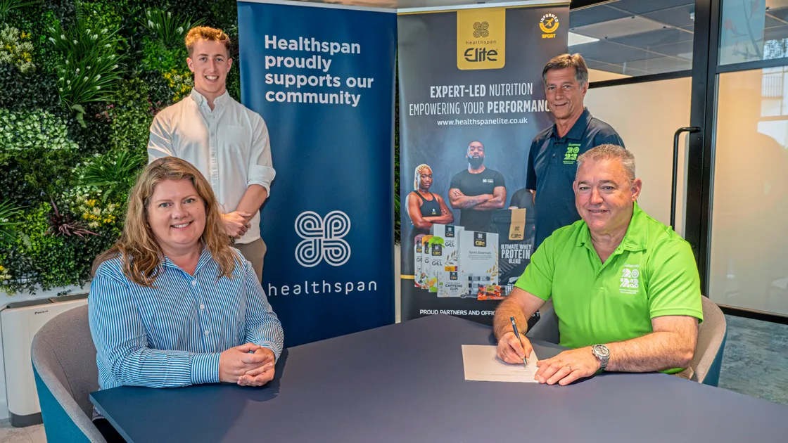 Left to Right: Sophia Catton, head of brand marketing at Healthspan, Theo Le Tissier, brand marketing executive at Healthspan, Giga honorary secretary Chris Jackson and Giga chairman Jon Marley.