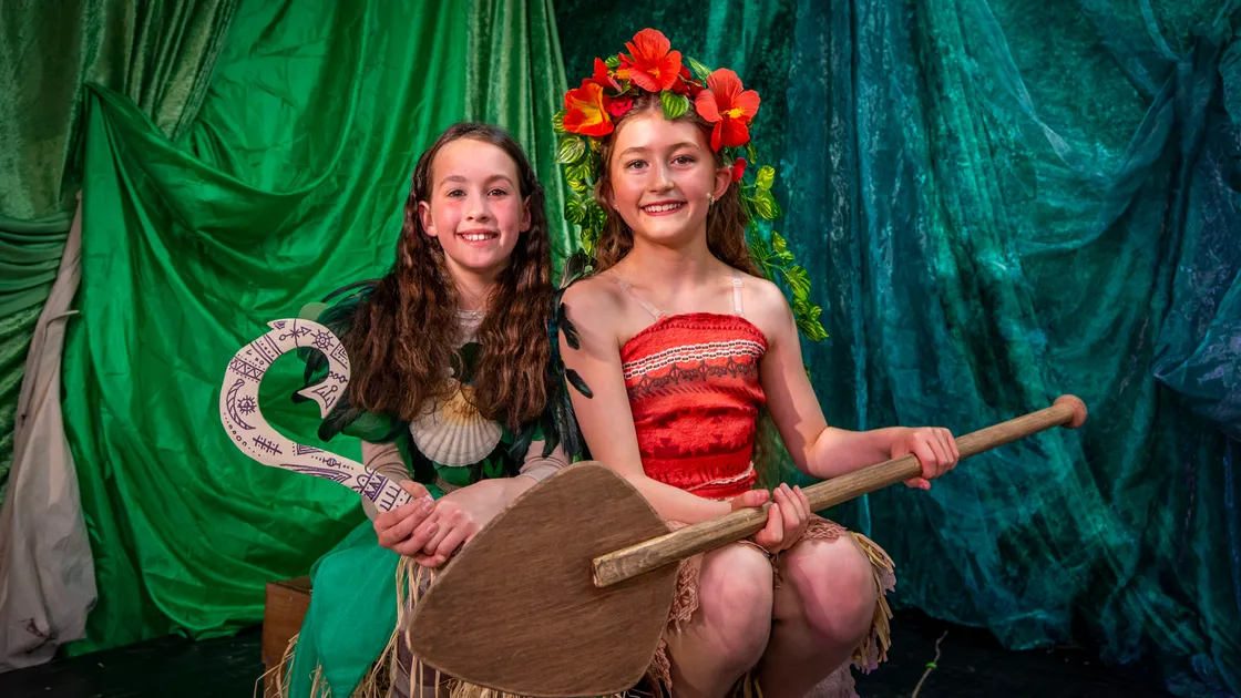 Melrose Junior’s production of Moana. Pictured are Year 6 students Lottie Colmer (10), left, and Beatrice Wilson (11) who play Maui and Moana. (Picture by Sophie Rabey, 30780350)