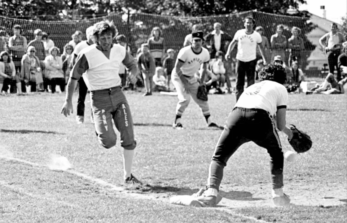 High-class fast-pitch softball action in the mid-1970s
