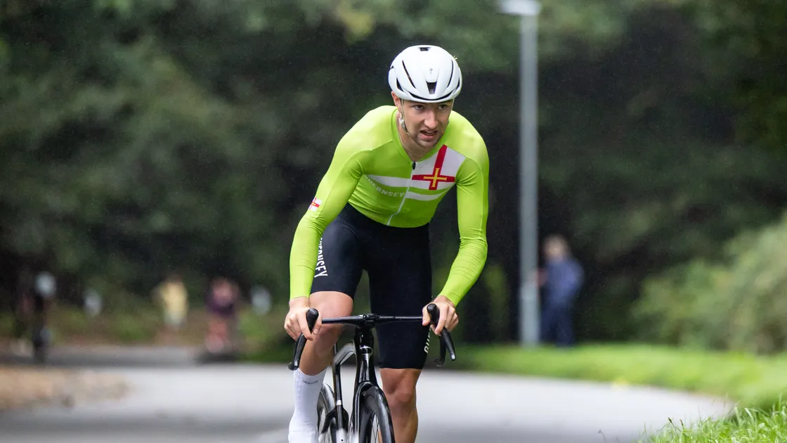 Thierry Le Cheminant climbing the final stages of Le Val des Terres in his weather-hampered record bid.