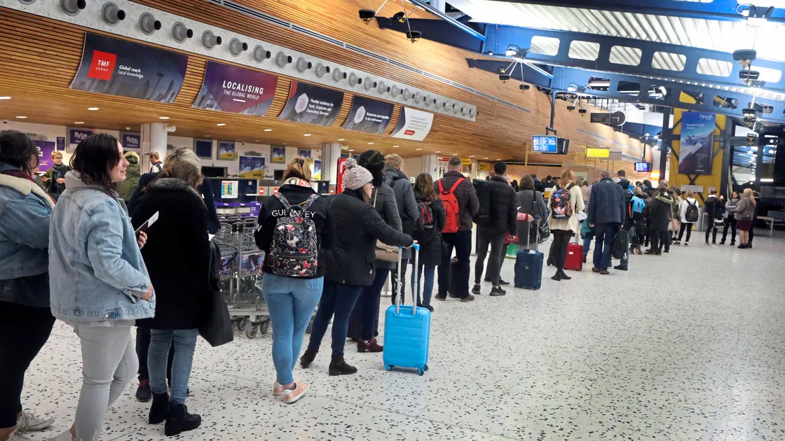 There have been long queues while one security lane has been closed at the airport. It is open again, but passengers are still being urged to check in early. (Picture by Steve Sarre, 23203684)