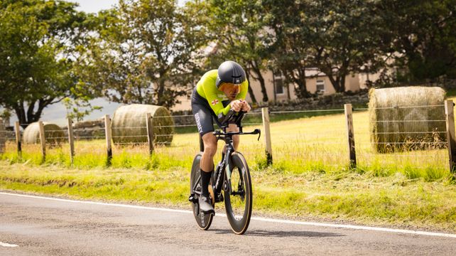 Family cheer Touzeau onto time trial podium