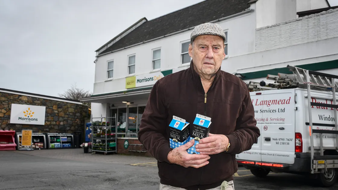 Mark Hesse went to Morrisons at L’Islet with what he thought would be the right amount of money for two litres of milk, but the shop has passed on the 12.6% wholesale price increase to customers. (Picture by Andy Brown, 31892744)