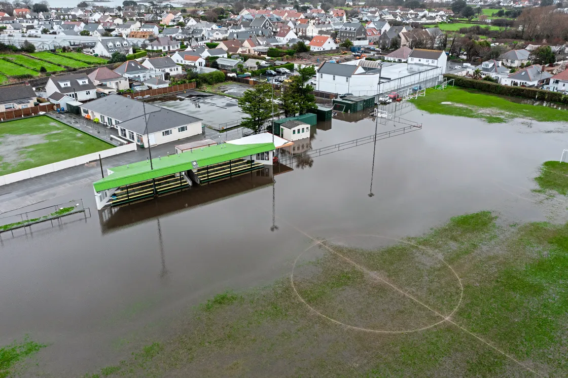 Corbet Field under water on Wednesday afternoon. (Picture by Peter Frankland, 33992573)