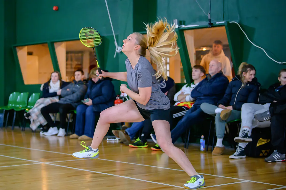 Emily Trebert in action in the women's singles final against Medha Vallapureddy. (Picture by Andrew Le Poidevin, 32769266)