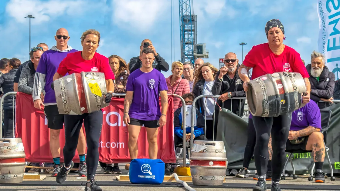 Shirena Toms, left, and Chloe Looijenga competing at the Guernsey’s Strongest event on Saturday