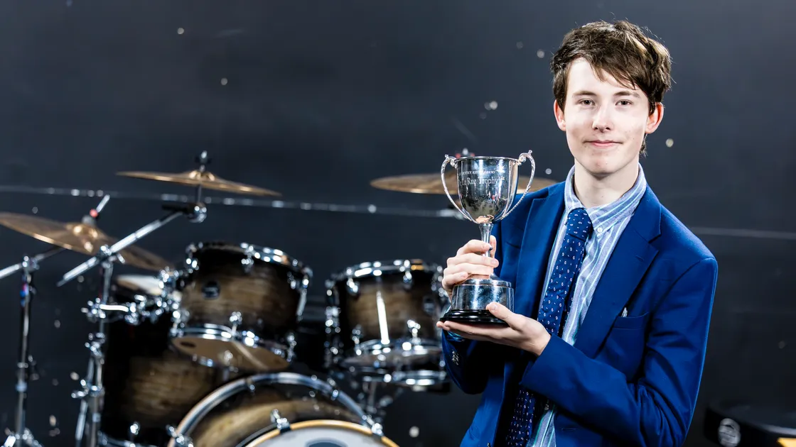 Eoin has been playing drums for 10 years and has applied to study music at university.