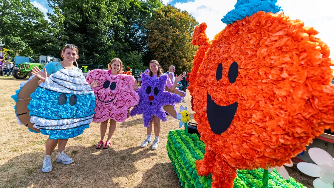 Left to right: Jenny Naftel (Mr Bump), Kate Ogier (Mr Messy) and Leah Torode (Mr Sneeze) with their float The Mr Men