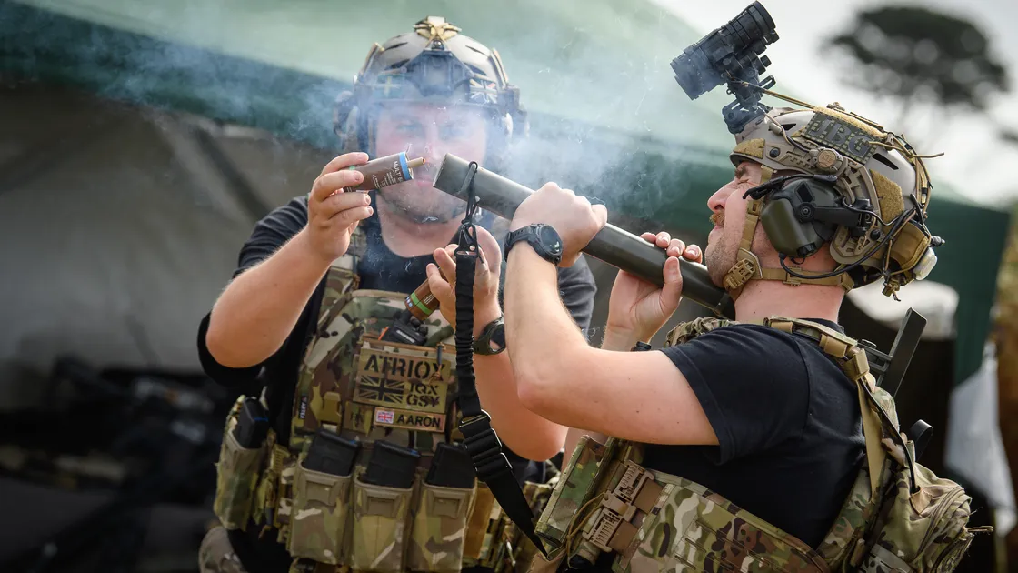 Mortar rounds are fired into the battle area to add to the drama and excitement.		