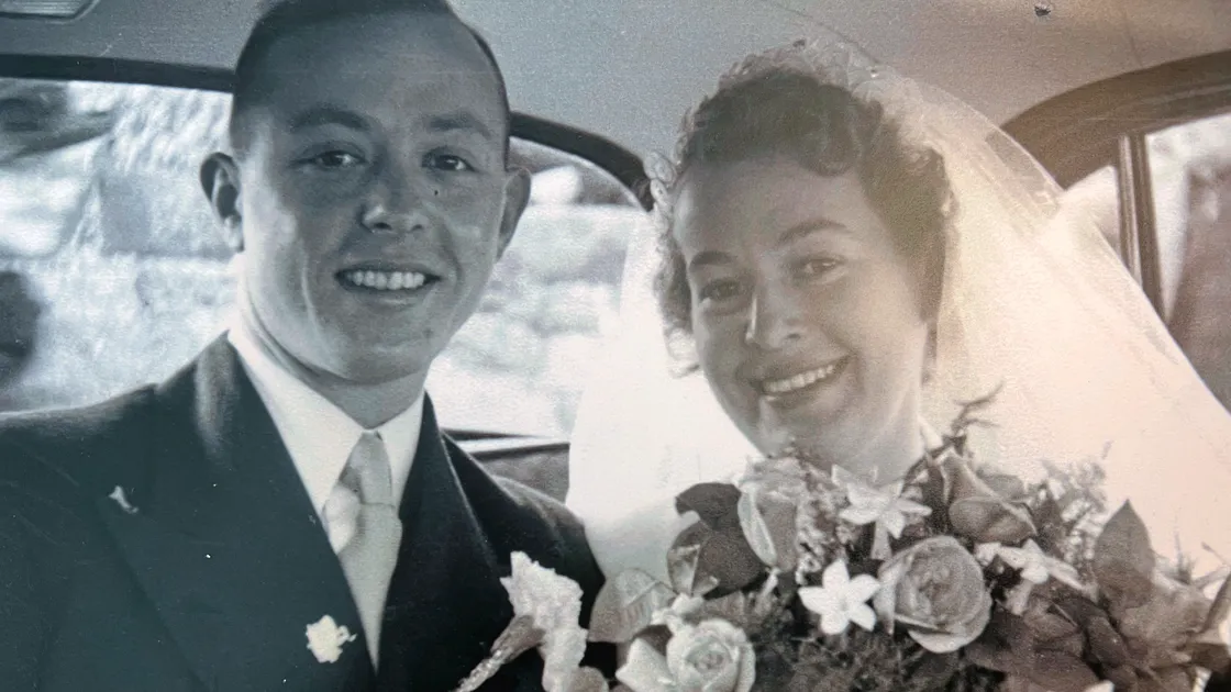 The Le Pages on their wedding day on 8 December 1955