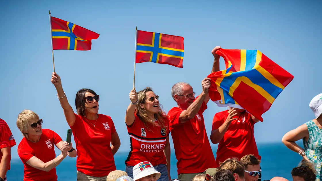 Orkney supporters bringing the noise and colour at Guernsey 2023.