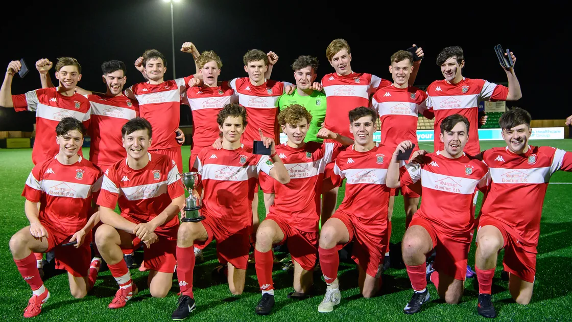 Sylvans under-21s celebrate their success in Wednesday night’s Loveridge Cup final at Victoria Park where they retained the silverware
