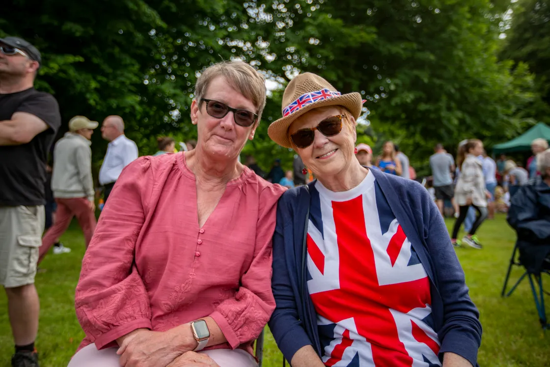 Denise Arnold, left, and a patriotic Carol Goodwin. (30892525)