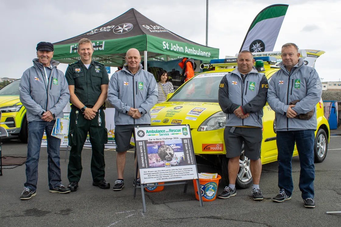 Flying Christine volunteers, left to right, Gary Ward, Jim Cathcart, Tim Slann, James Le Messurier and Paul Phillips.