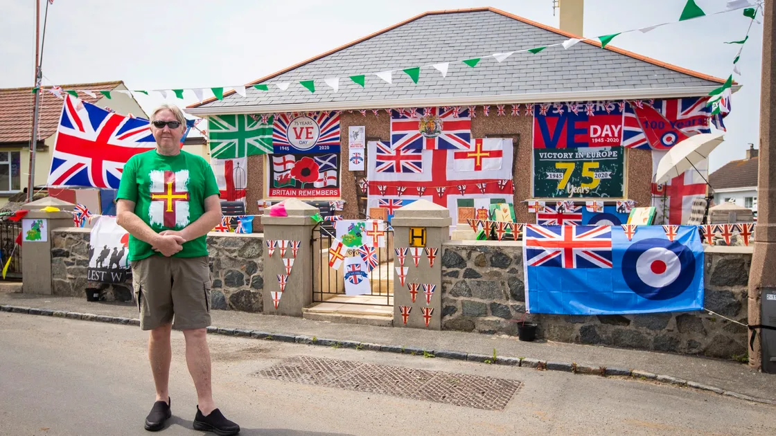 John Gibson in front of his heavily decorated house on Epinelle Road, St. Sampson’s. (Pictures by Sophie Rabey, 28249660)