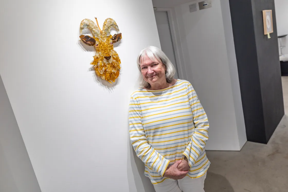 Judy Porter used glass to create her goat portrait