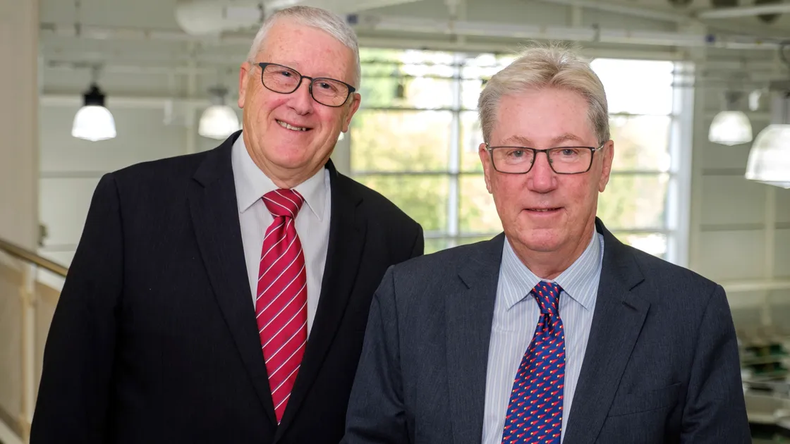 Retired Guernsey Post chairman Simon Milsted, left, with his successor Richard Digard.                         (30059444)