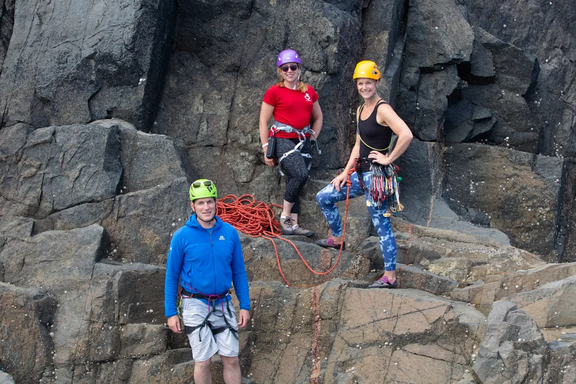  the 30 Climbs in 30 Days trio, left to right, Chris Harvey., Sophie Veron and Nicky Pledger.(Picture by Cassidy Jones, 29723948)