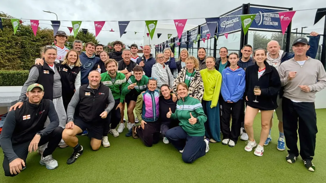 The Guernsey inter-insular padel team in Jersey.