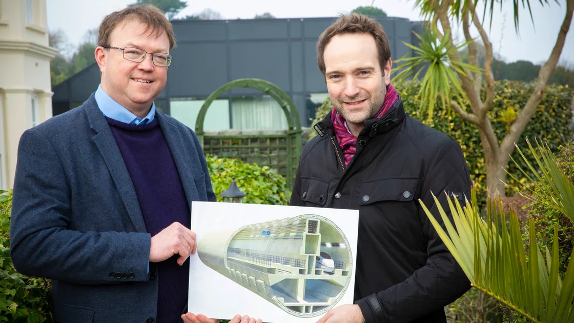 Former Chamber of Commerce president Martyn Dorey, left, and Stephen Whitham, who is head of department tunnels at international engineering firm Ramboll. The pair spoke to the Guernsey Institute of Directors about the idea for a tunnel to Jersey which could cost £2.6bn and take a decade to build. (Picture by Adrian Miller, 26982788)