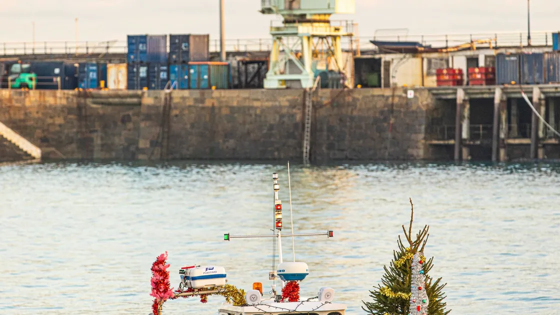 The festive decorated Dive Guernsey boat.(26758583)
