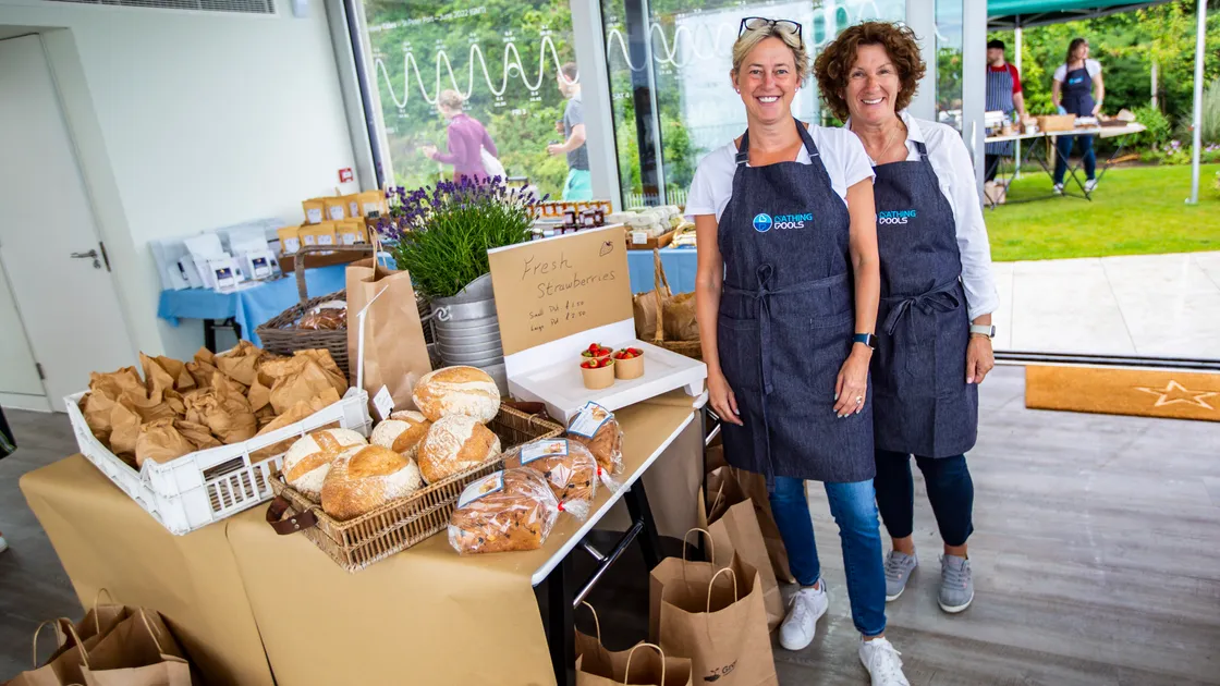 Vive La Vallette’s first ever farmers’ market at the Bathing Pools. Pictured are organisers Wendy Ensink, left, and Tracy Shields. (Picture by Sophie Rabey, 32199196)