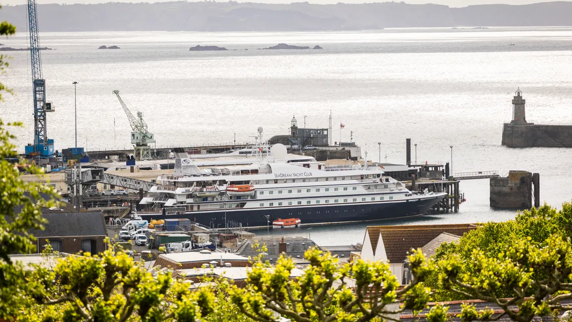 SeaDream II in St Peter Port Harbour. 				 	 (Picture by Sophie Rabey, 34752178)