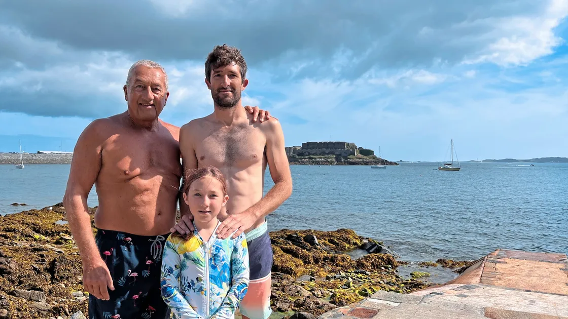 Peter, Brian and Matt Castle took part in the Castle Swim 30 years ago and made the front page of the Guernsey Press. This year, Brian and Matt will return to Havelet with Matt's 8-year-old daughter Faye. (33476085)