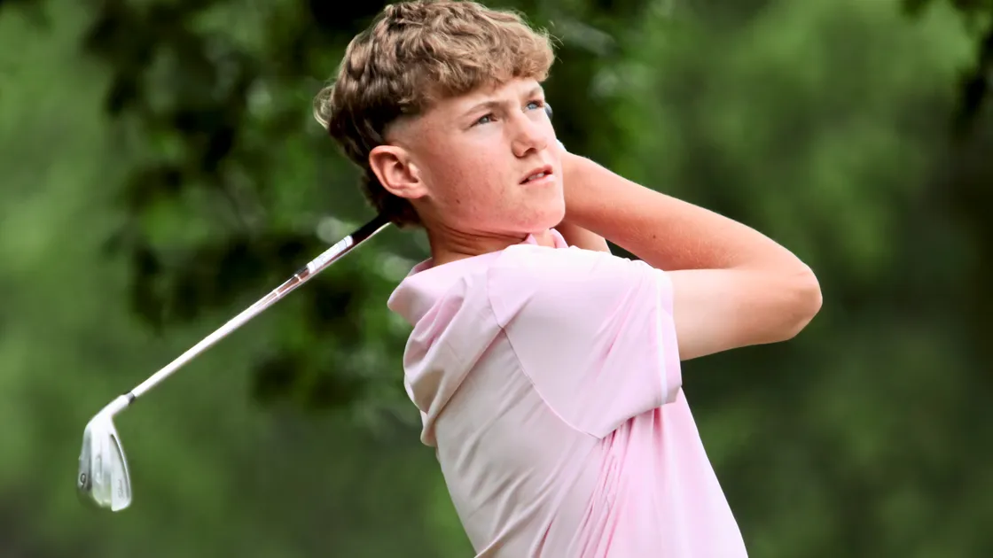 Royal Guernsey's Conor McKenna on the ninth hole in the second round of the 119th Hampshire, Isle of Wight and Channel Islands Amateur Championship at Blackmoor GC. (Picture by Andrew Griffin/AMG Pictures, 33311510)