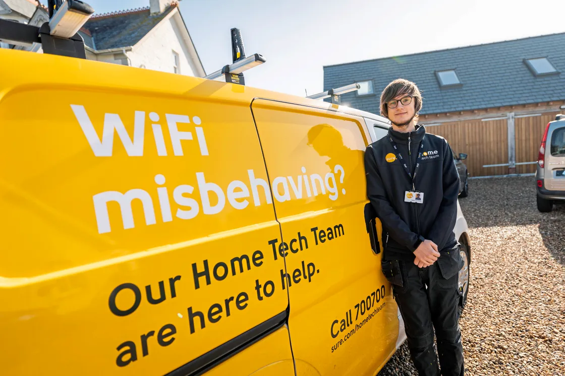 After installation by Guernsey Fibre, which is a joint Sure-States initiative, Sure’s home team offers customers assistance to resolve any issues.