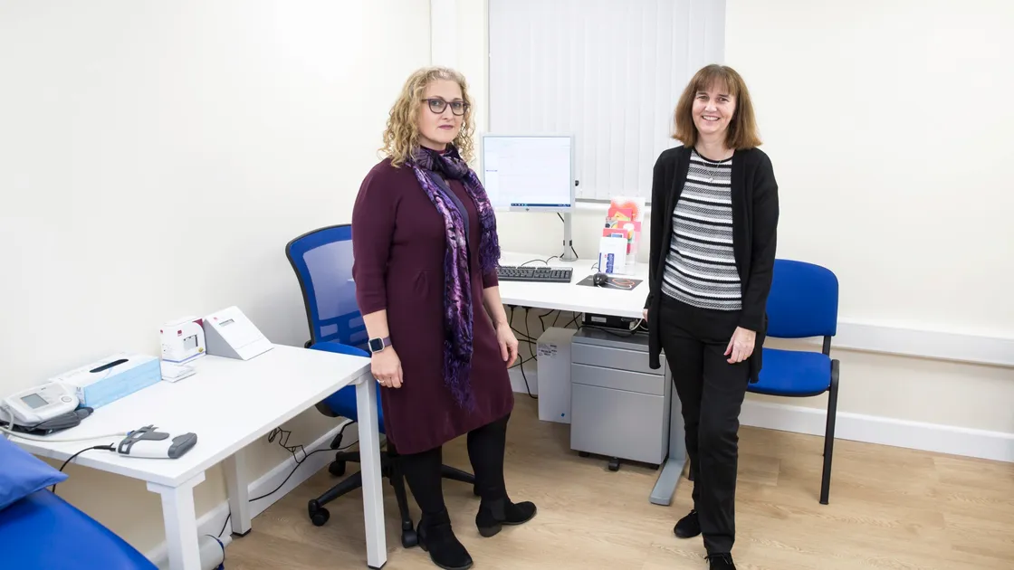 Nurses Alison Matthews, left, and Kim Robinson in one of the new rooms in the refurbished Guernsey Chest and Heart LBG headquarters.  (Picture by Adrian Miller, 26393642)