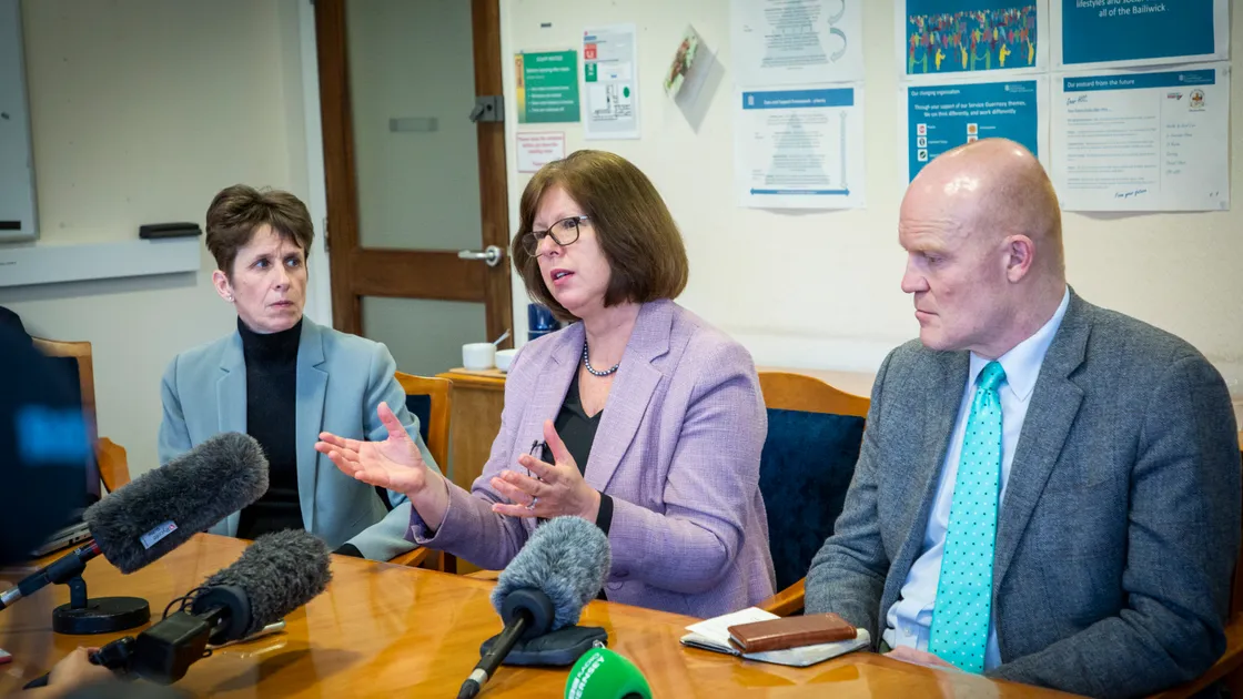 Health & Social Care president Heidi Soulsby, Director of Public Health Dr Nicola Brink and Deputy Gavin St Pier. (27511318)