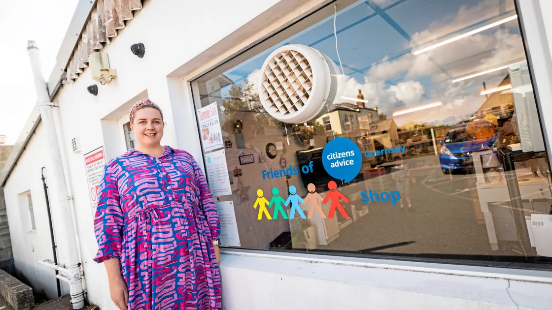 Eleanor Round, the new chairwoman of Friends of Citizens Advice Guernsey, pictured outside CAG’s charity shop
