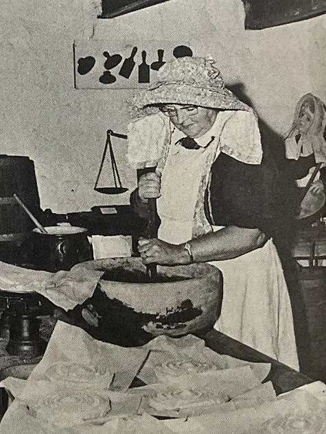 Fifty years ago and Mrs A Le Page demonstrates how to make pats of butter