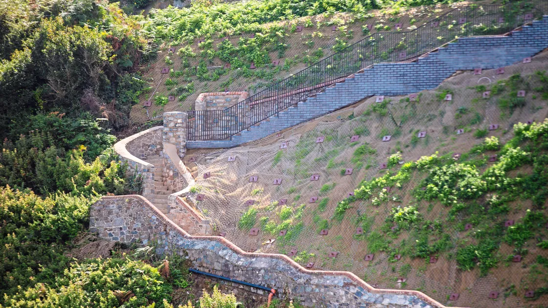 Environment & Infrastructure have reopened the steps from La Vallette to Clarence Battery following the completion of work to stabilise the rock faces and re-instate the steps. (Picture by Sophie Rabey, 33577115)