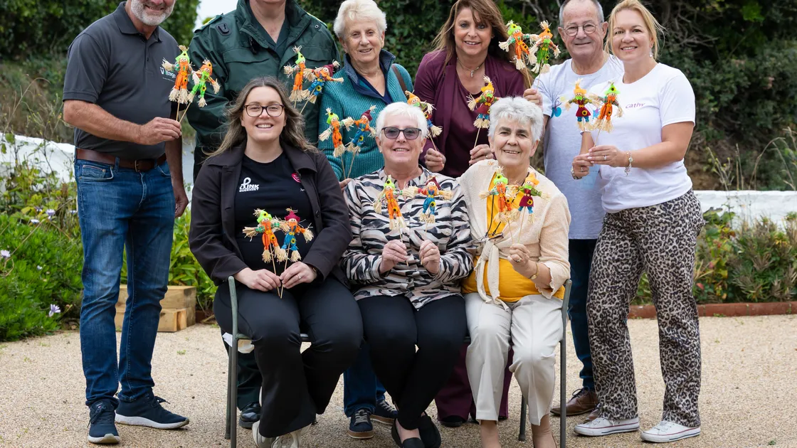 The Torteval Scarecrow Festival has able to donate £2,500 each to various charities after its successful 2026 event. Left to right, back Steve Champion-Smith of Le Murier Village, John Atkins on behalf of the Flying Christine, Jane Le Conte from Bright Beginnings, Jo Priaulx from PPBF, and Peter Le Masurier and Catherine Lindsay of Guernsey Beach Wheelchairs. Front, left to right, Naomi Allen-Leach from The Pink Ladies and Nikki Addlesee and Sue Brooks from the Scarecrow Festival. 					 (Picture by Peter Frankland, 34972078)