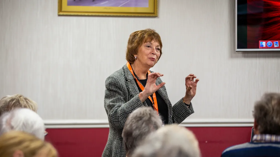 Linda Elliott, chair of the Guernsey Osteoporosis Support Group at its tea and coffee morning held at the Harold Collas Room, Vale Douzaine Room. (Picture by Luke Le Prevost, 31393457)