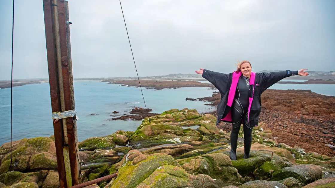 Can you walk out to Grosse Rocque at Cobo on the lowest tide of the year? Yes – but only just. Reporter Lucy Rouget took on the challenge yesterday afternoon. (Picture by Peter Frankland, 33052314)