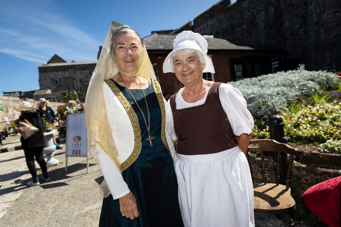 Gerry Alford, left, and Lucy de Carteret were welcoming people into the castle. 