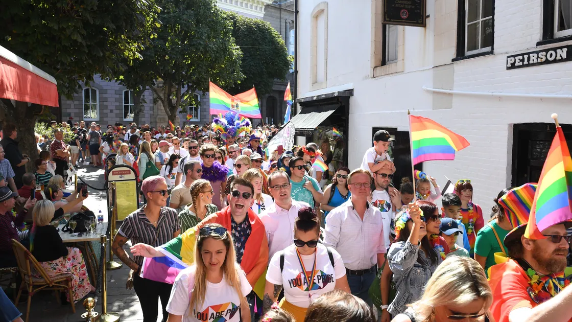 The Channel Islands Pride march through the centre of St Helier on Saturday. This year’s involved an estimated 6,000 people. (Picture by David Ferguson, 25732617)