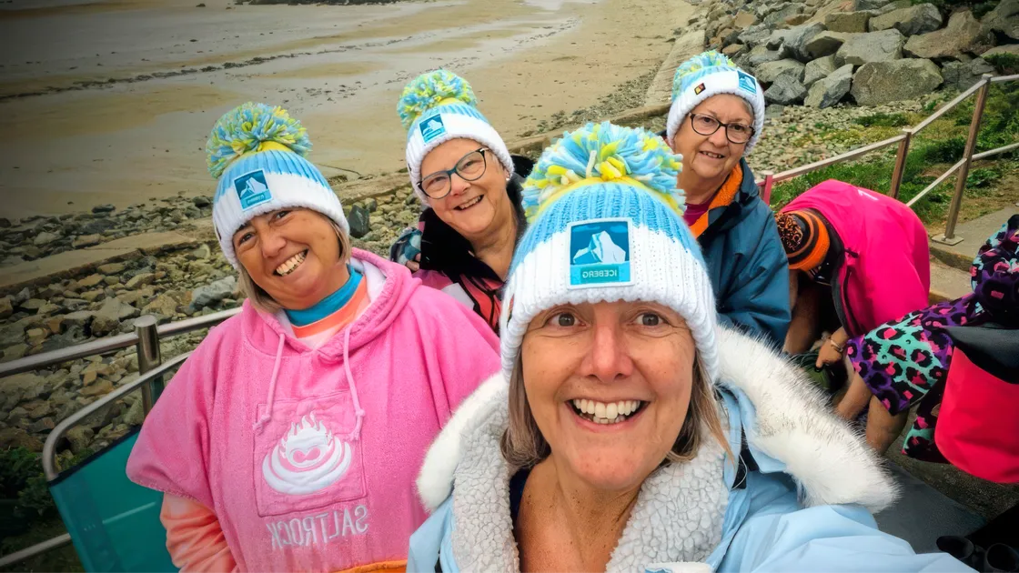 Left to right, Kate Crompton, a visiting swimmer from a Healthscape hub in the UK, Linda Falla, Marina Burr, at the front, and Yvonne Elliott, who will be local Healthscape volunteers