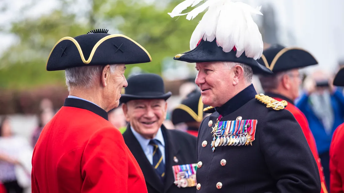 Lt-Governor Lt General Richard Cripwell inspects the Liberation Day Parade earlier this year. (Picture by Peter Frankland 32830226)
