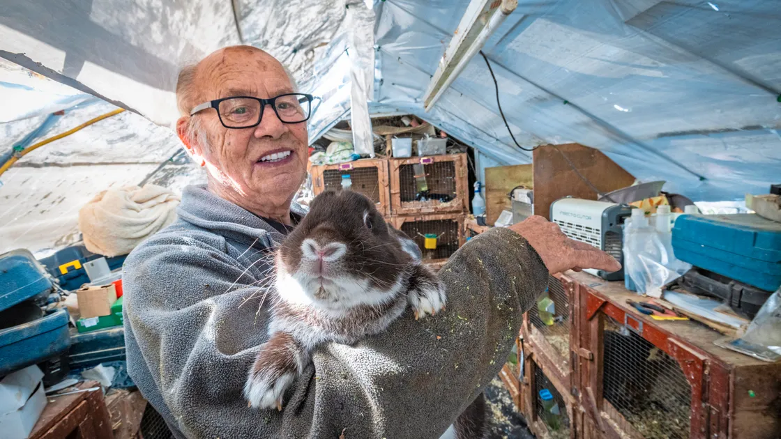 Mr Symphorien and his rabbits can still be found at Le Friquet every Saturday, but now in a new location near the rear of the store