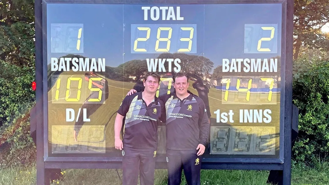 Cousins Nathan Le Tissier, left, and Luke Le Tissier both hit centuries as Griffins beat OEA at the College Field in the Weekend Championship, 05-06-21..Picture from Griffins Cricket Club. (29625328)