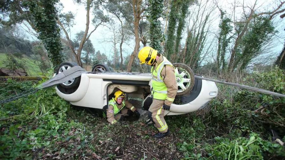 Narrow escape as car overturns above Fermain