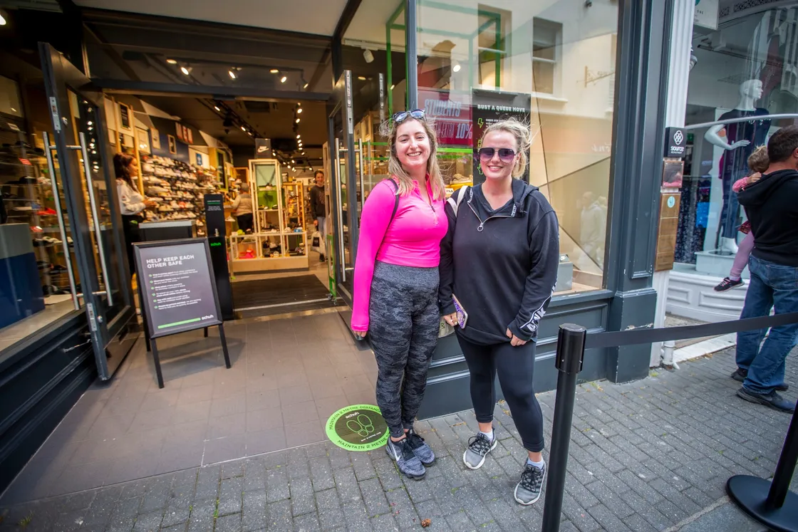Chelsie Marquis, 21, and Charloote Barker, 25, were happy to see shops reopen.(28340414)