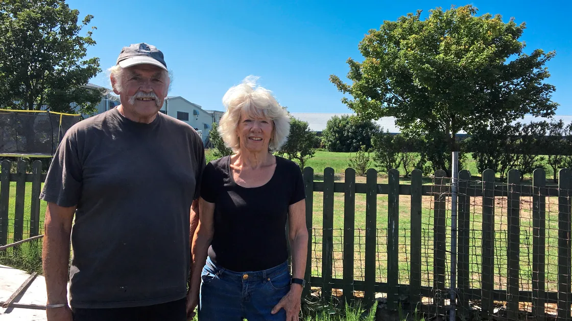 Jean and Marion Pommier in their garden in front of land on Braye Road that is under development application.(Picture by Anna J Brehaut, 22261582)