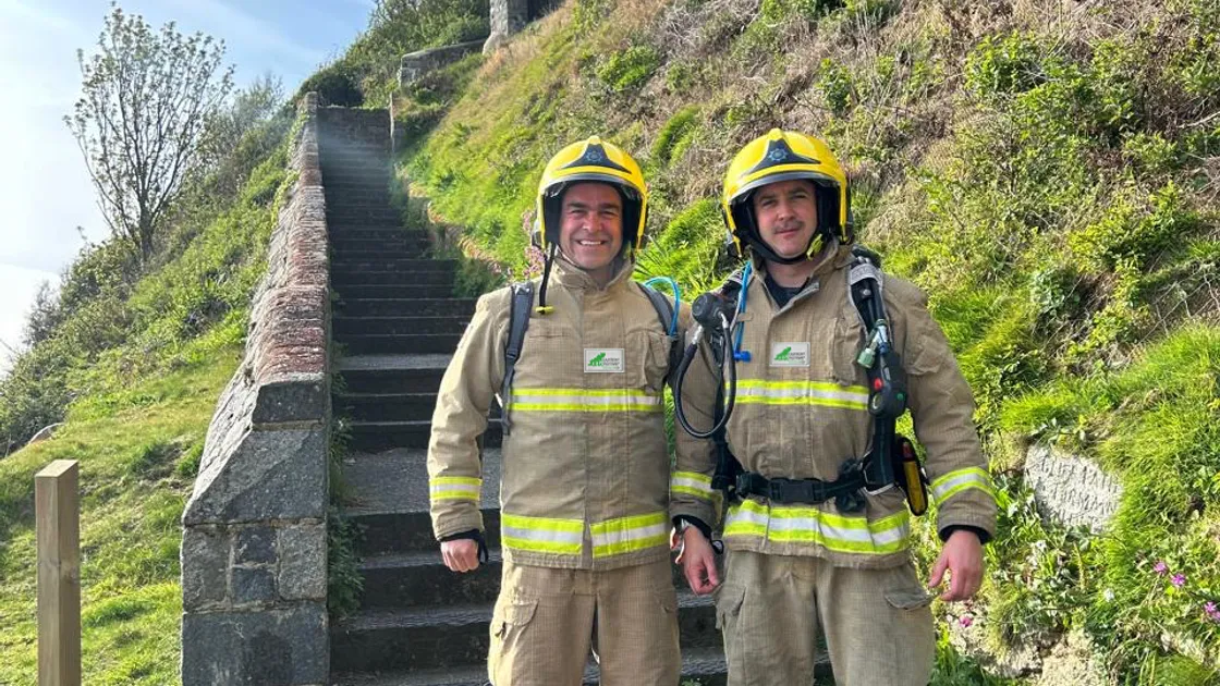 Three firefighters are set to take on the Saffery Rotary Walk in full firefighting kit next weekend. Pictured left to right, Matt France and Craig Mollet, who will be joined by teammate, Russell Lambourne [not pictured]. 							 (34773108)